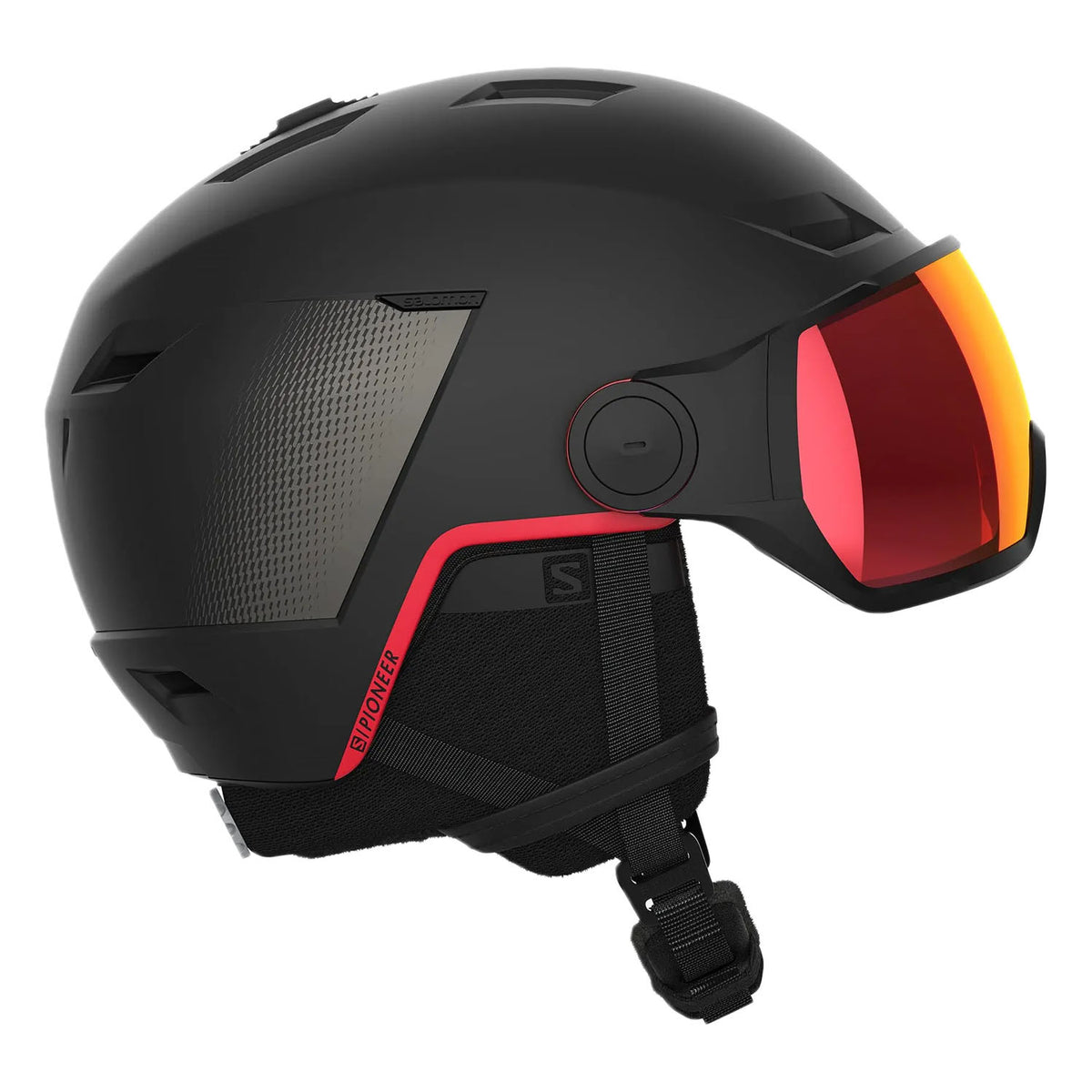SALOMON PIONEER LT VISOR Lサイズ （BLACK） Salomon Men's Pioneer Lt Visor Snow Helmet - PRFO Sports