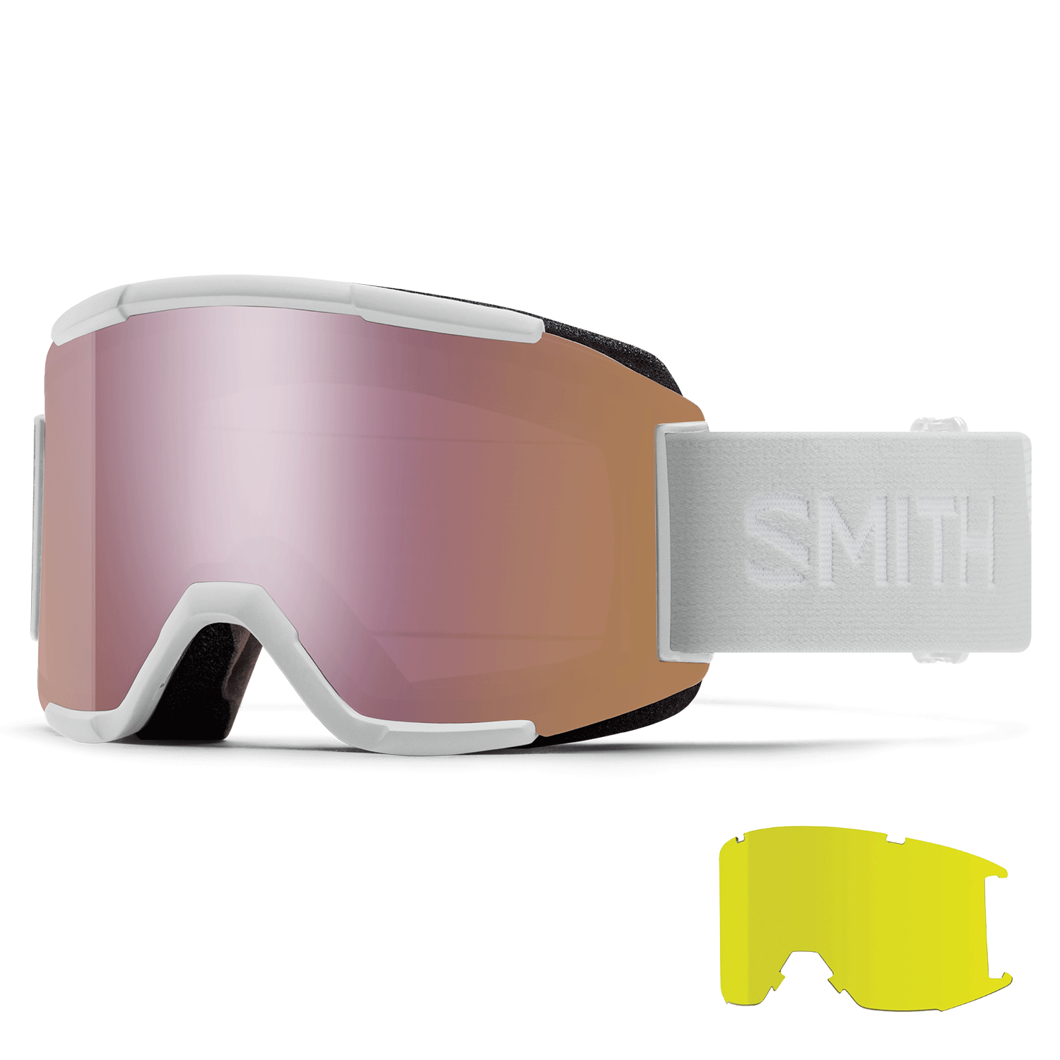 Smith Squad Goggles White Vapor/ChromaPop Everyday Rose Gold Mirror + Yellow