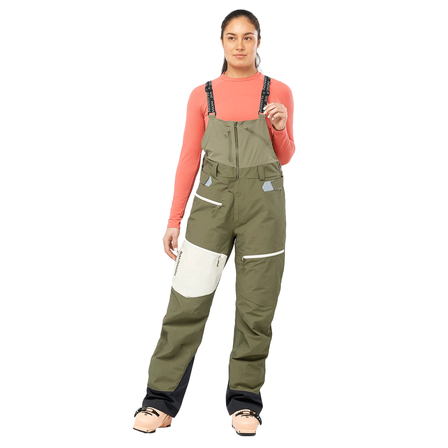 Salomon Women s QST Gore Tex Pro Bib Pant 2024 Olive Night Almond