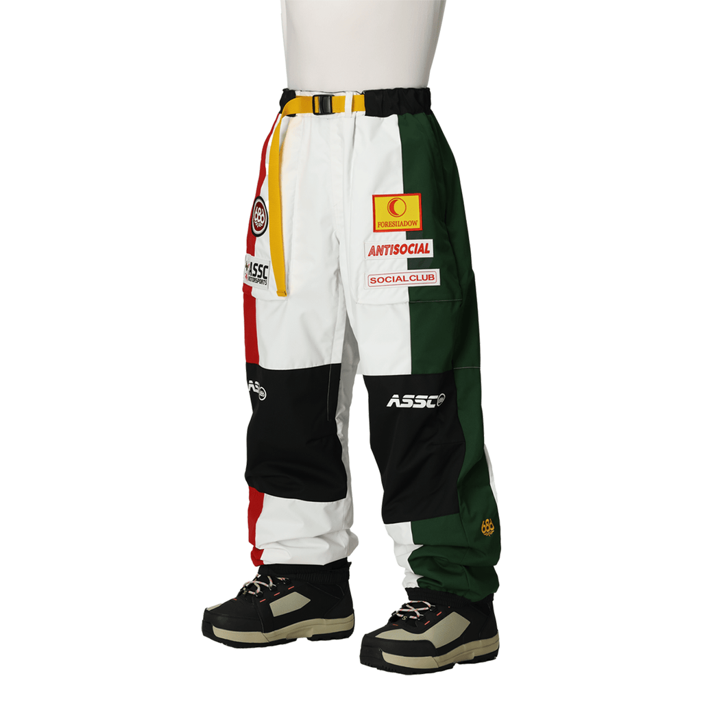 686 Anti Social Social Club Men's F1 Shell Pant 2026 White Colorblock - Comor - Go Play Outside