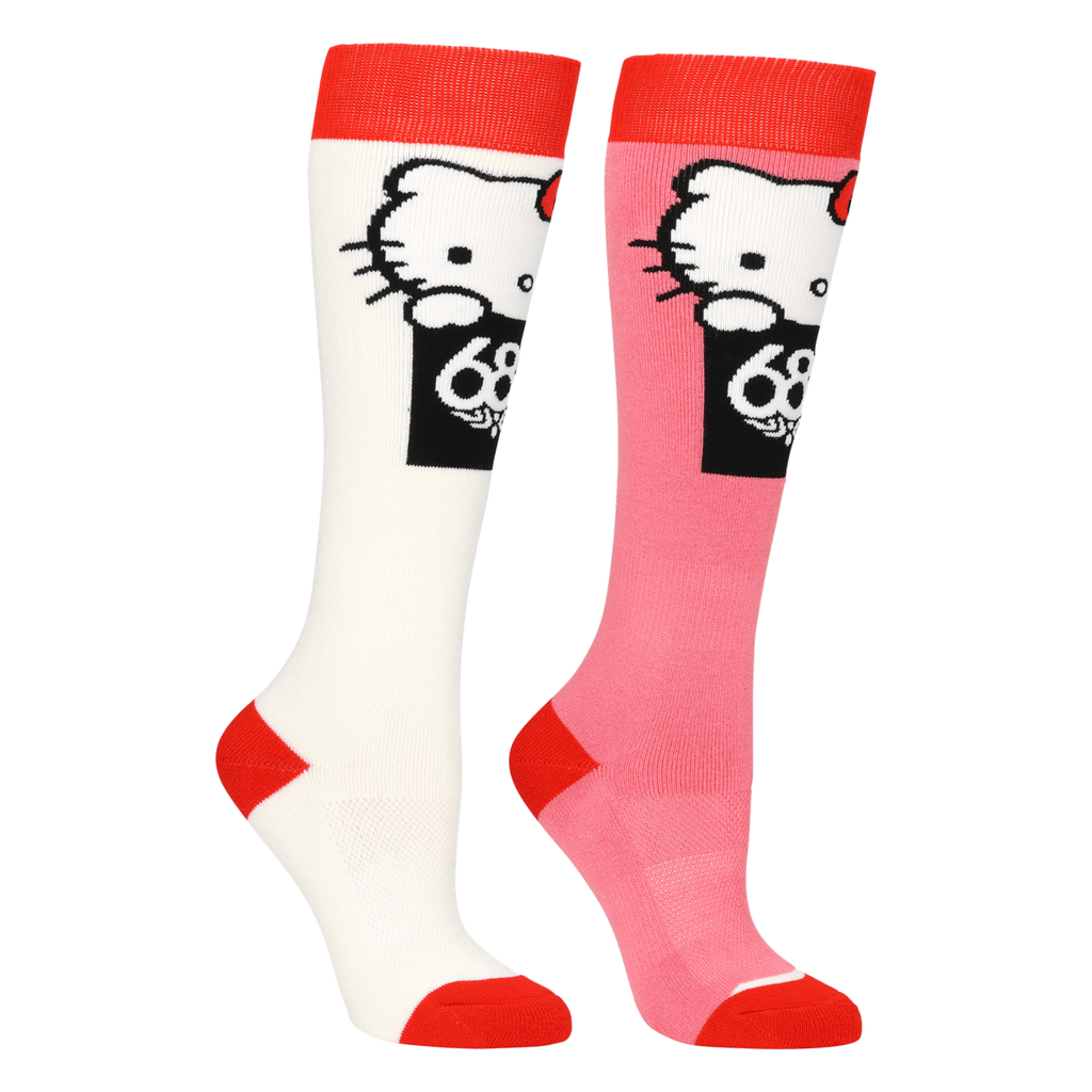686 Women's Hello Kitty Sock 2 - Pack White Geranium Pink - Comor - Go Play Outside