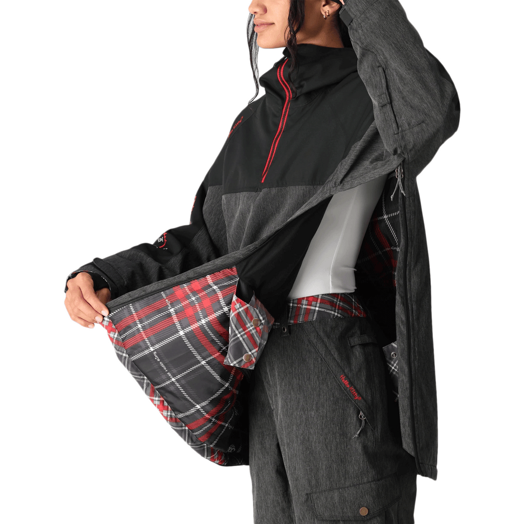 686 Women's Upton Anorak 2025 Hello Kitty Black Denim - Comor - Go Play Outside