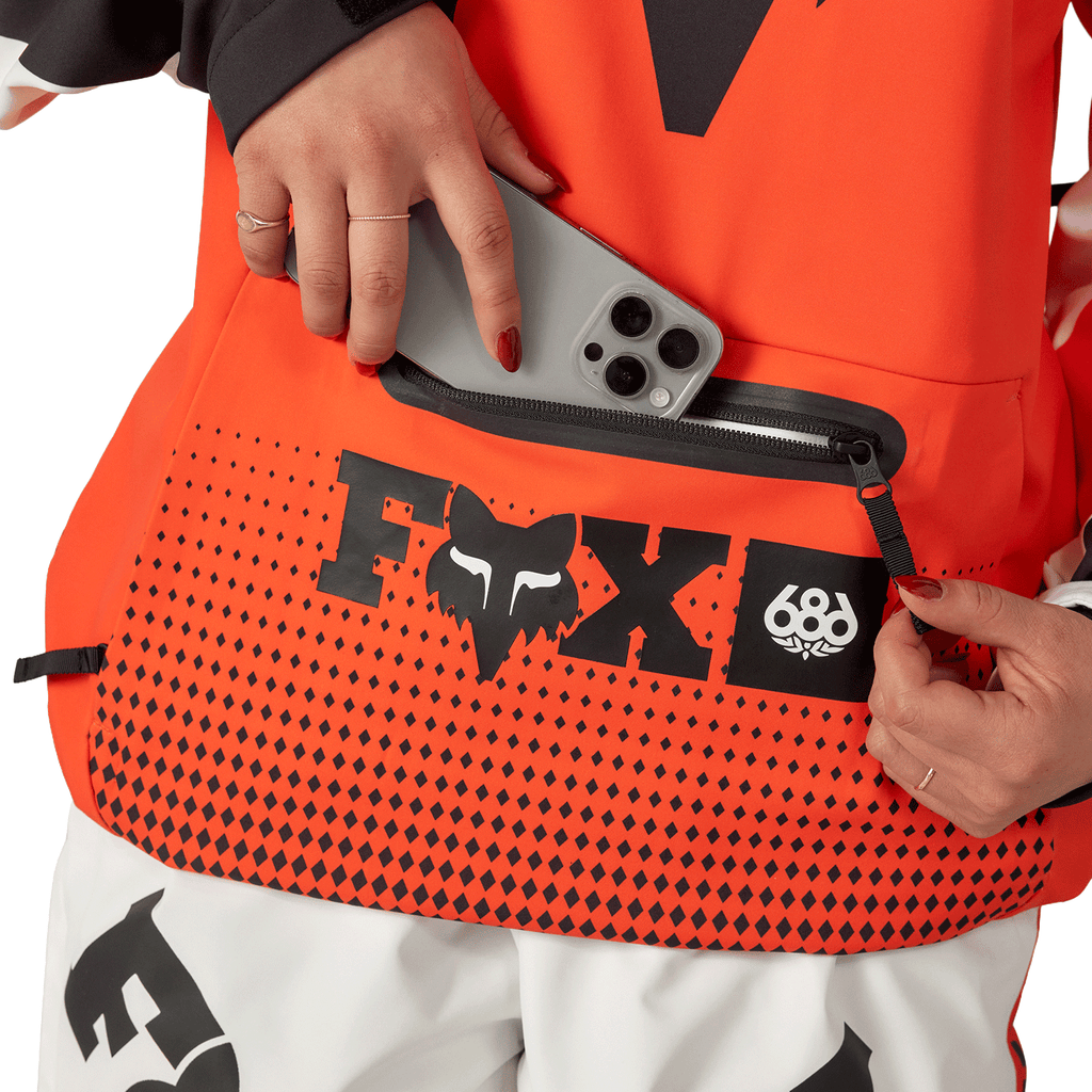 686 x Fox Women's 97 Waterproof Hoody 2026 Fox Flare Colourblock - Comor - Go Play Outside