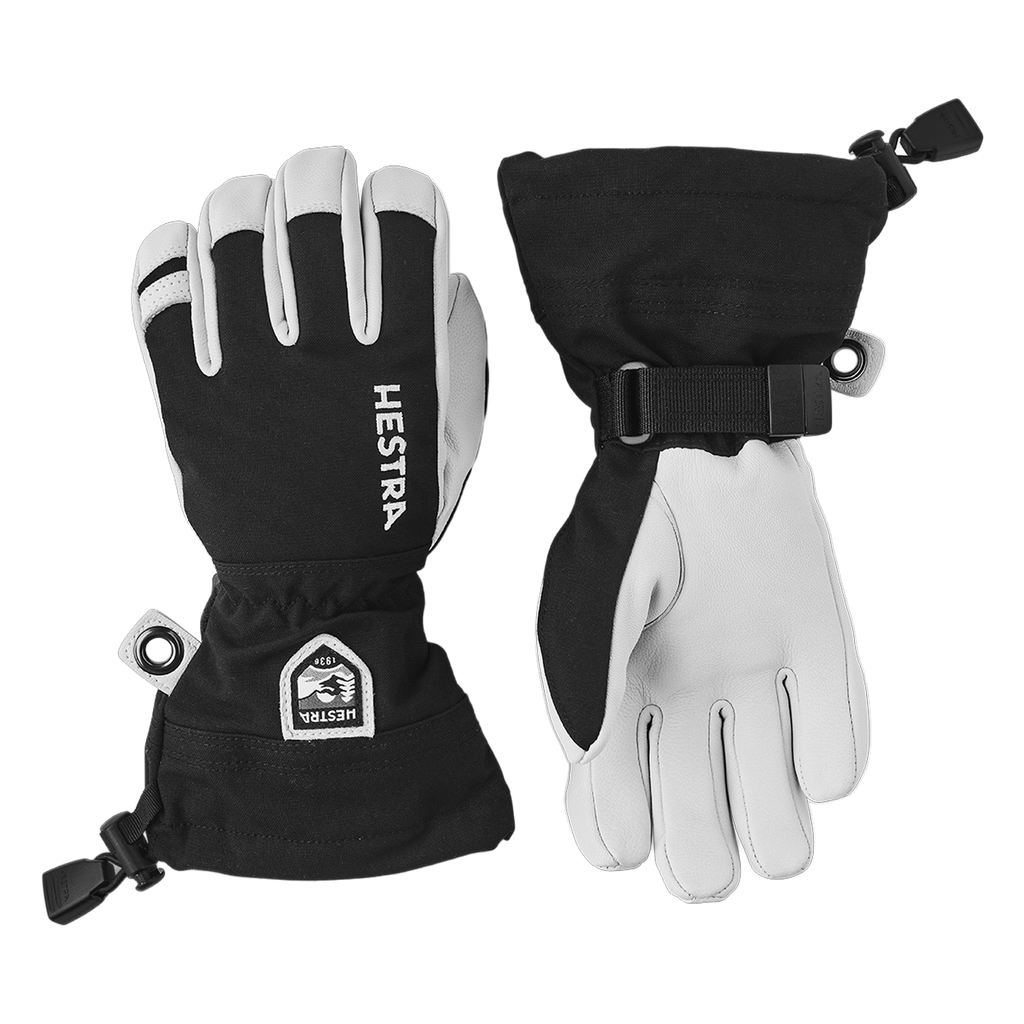 Hestra Kids Army Leather Heli Ski Junior Glove Black - Comor - Go Play Outside