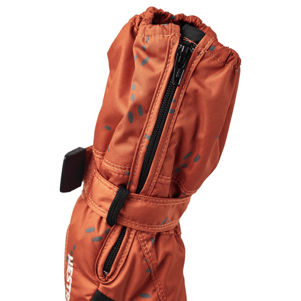 Hestra Kids Baby Zip Long Mitt Orange Print - Comor - Go Play Outside