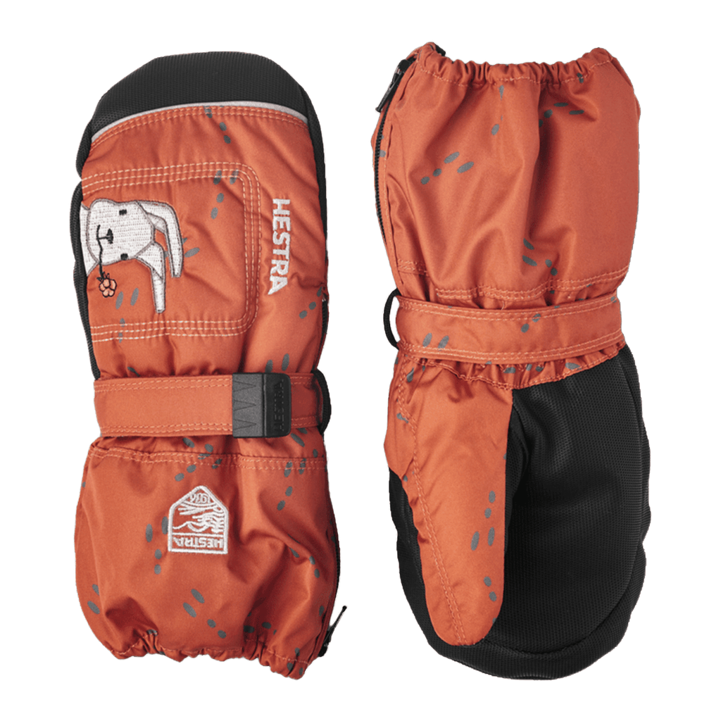 Hestra Kids Baby Zip Long Mitt Orange Print - Comor - Go Play Outside