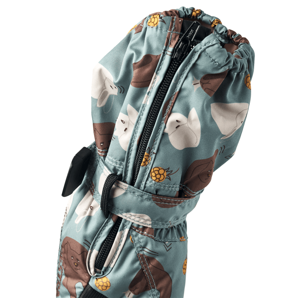 Hestra Kids Baby Zip Long Mitt Sea Blue Print - Comor - Go Play Outside
