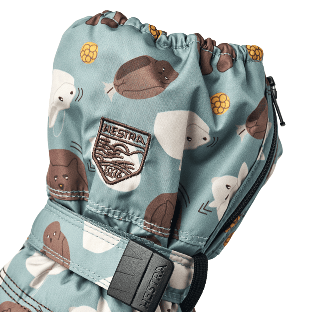 Hestra Kids Baby Zip Long Mitt Sea Blue Print - Comor - Go Play Outside