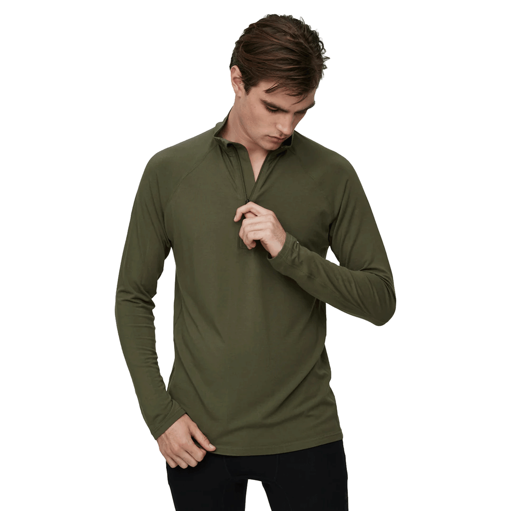 Le Bent Men's Midweight 1/4 Zip Top 2025 Dark Eucalyptus - Comor - Go Play Outside
