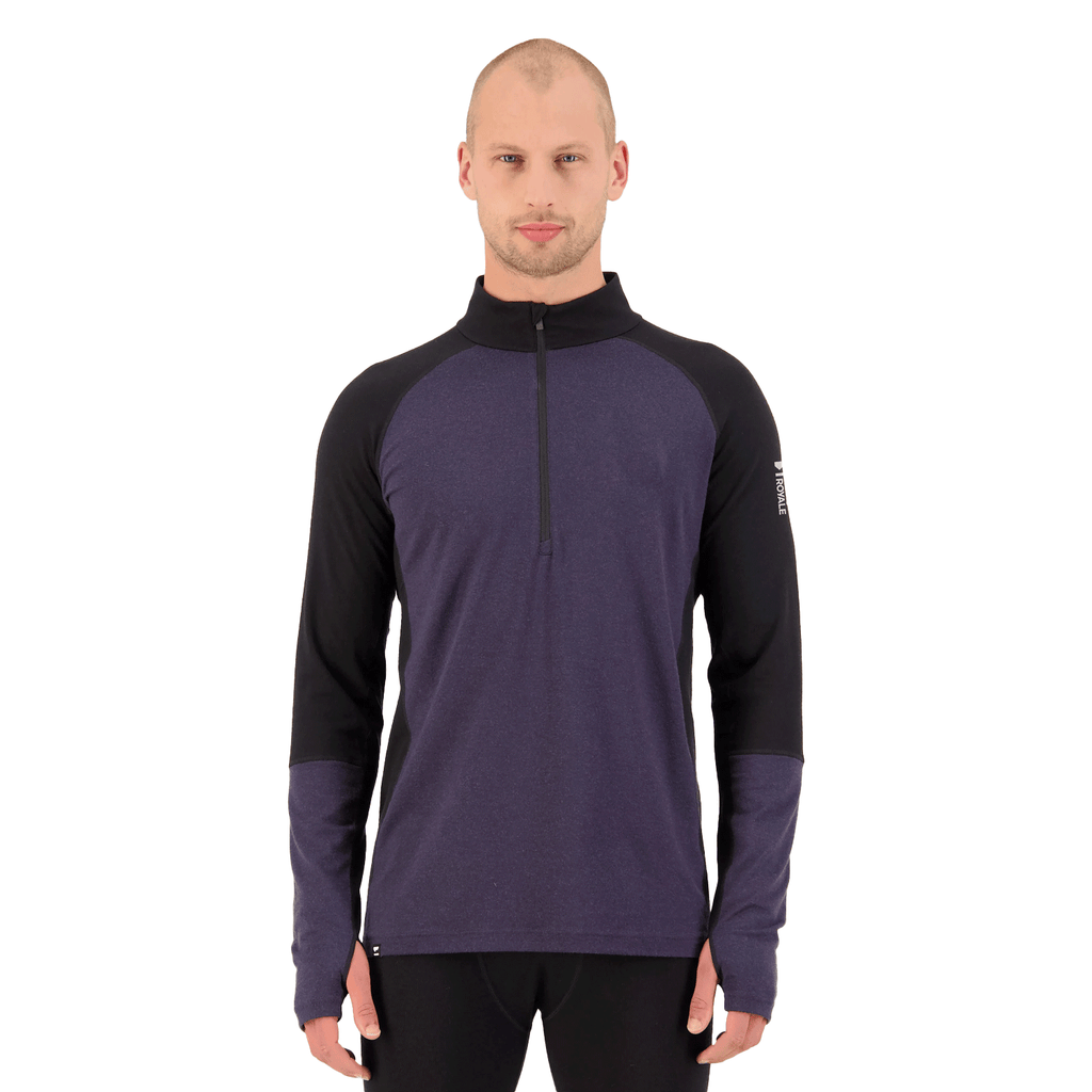 Mons Royale Men's Olympus Half Zip Top 2025 Black/9 Iron - Comor - Go Play Outside