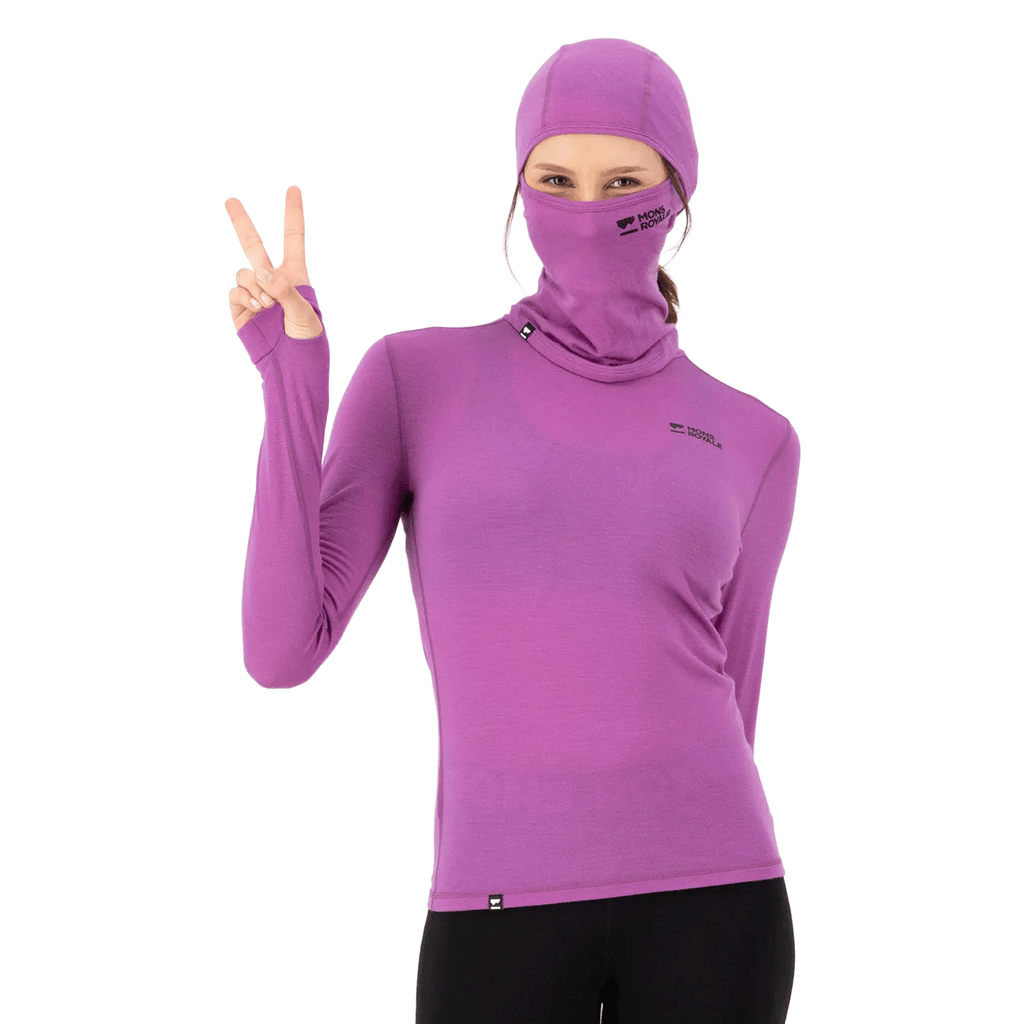 Mons Royale Santa Rosa Merino Balaclava Purple Bolt - Comor - Go Play Outside