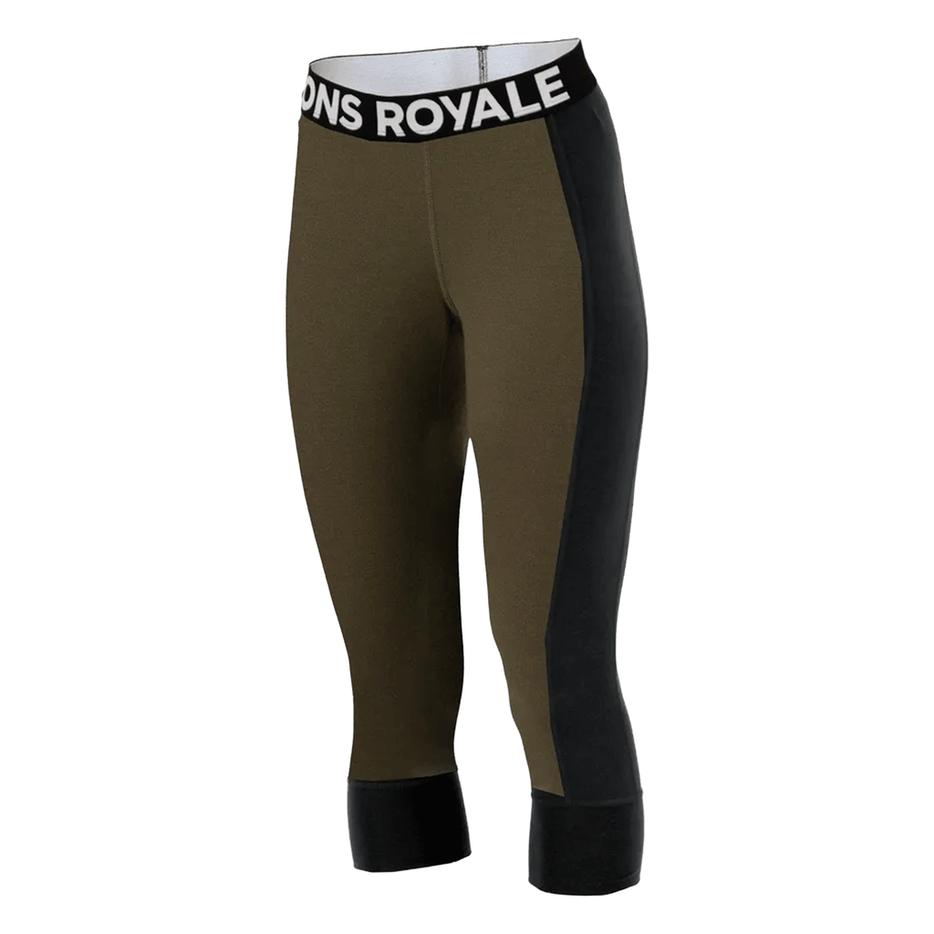 Mons Royale Women's Cascade Merino 3/4 Base Layer Legging 2026 Dark Olive - Comor - Go Play Outside