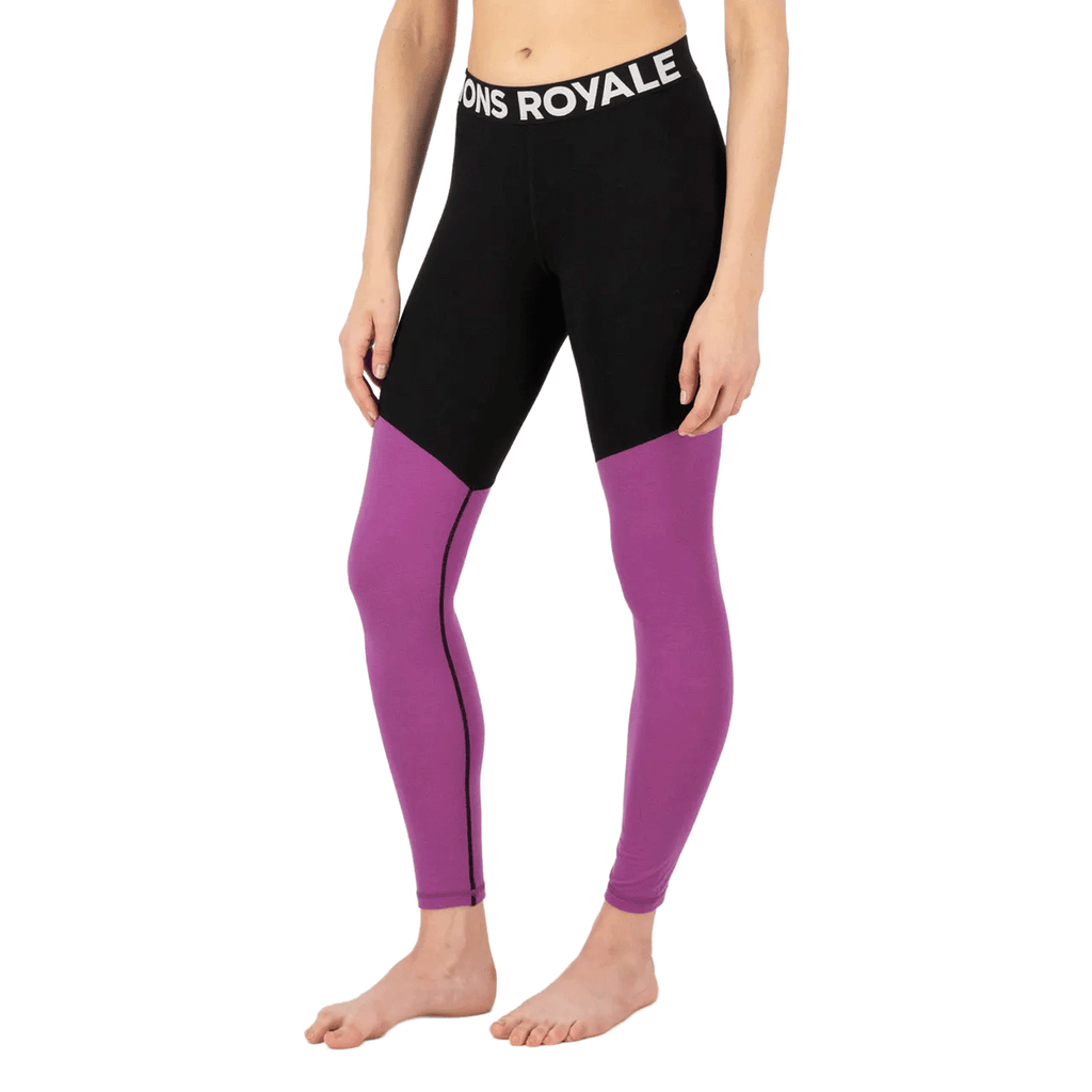 Mons Royale Women's Cascade Merino Base Layer Legging 2026 Purple Bolt - Comor - Go Play Outside
