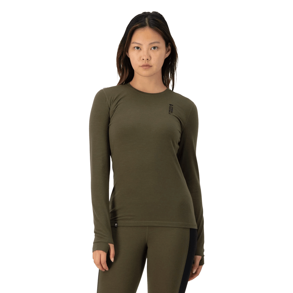 Mons Royale Women's Cascade Merino Flex 200 L/S Top 2025 Dark Olive - Comor - Go Play Outside