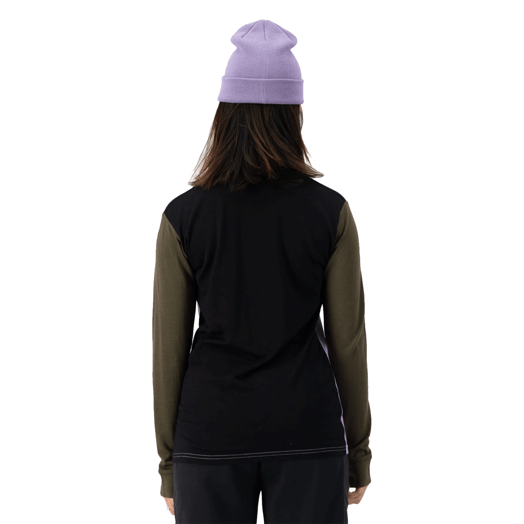 Mons Royale Women's Yotei BF High Neck Top 2025 Lupin/Dark Olive/Black - Comor - Go Play Outside